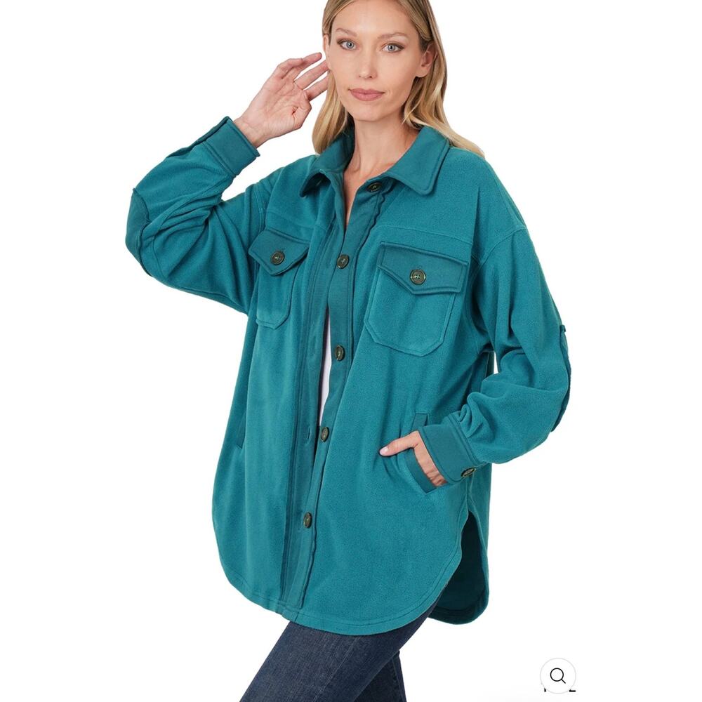 Zenana Oversized Basic Fleece Shacket Women’s Siz… - image 1